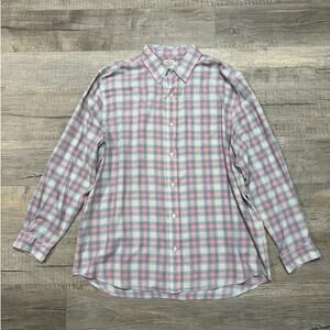 Faherty Mens XL Button Up Long Sleeve Shirt Plaid Cotton Classic Lightweight Top